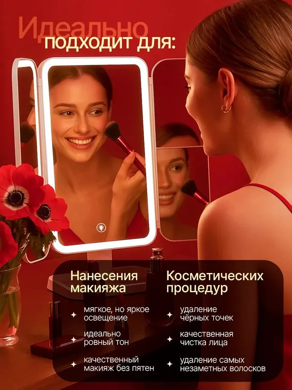 Зеркало с подсветкой настольное — фото 2