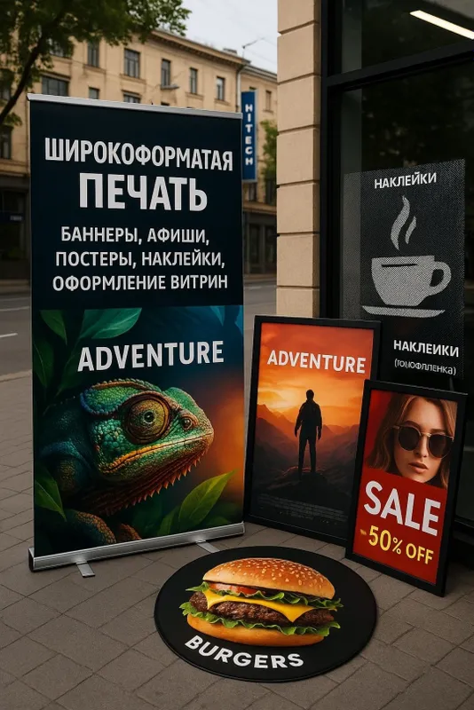 Широкоформатная печать,Баннеры, афиши, наклейки.