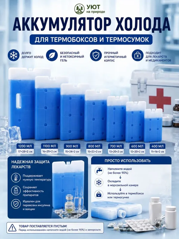 Аккумулятор холода 1200 мл для термосумок и термобоксов 6