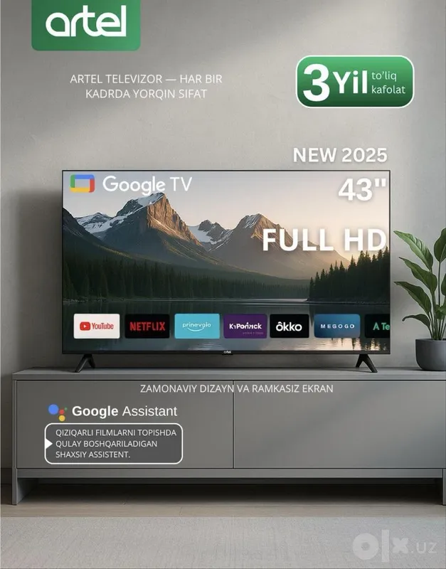 ARTEL 43 SMART TV televizorlari — ombordan super chegirma, yetkazib berish mavjud ARTEL 43 SMART TV televizorlari — ombordan super chegirma, yetkazib berish mavjud