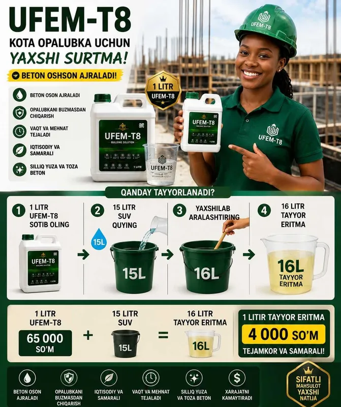 UFEM-T8 Universal Emulsol-Smazka | 1L + 15L Suv = 16L Tayyor Eritma