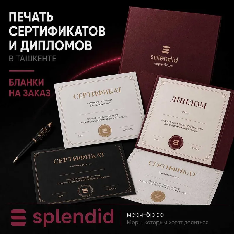 Печать сертификатов и дипломов в Ташкенте | Бланки на заказ