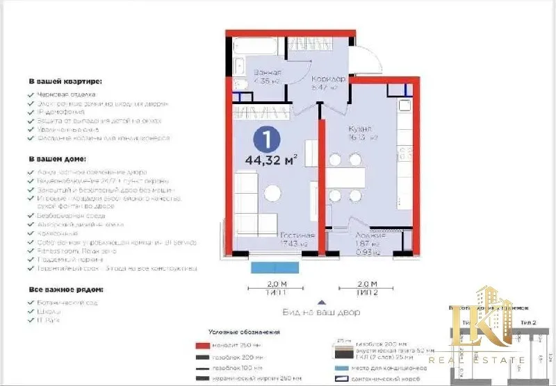 2/9/14 в ЖК Botanika Saroy — квартира 44 м² (коробка) — фото 2