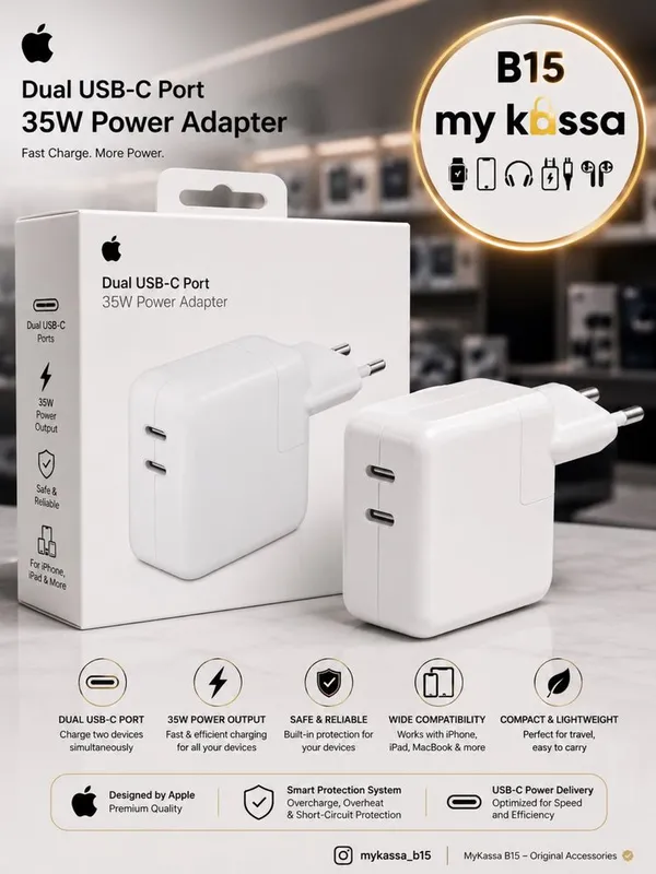 Apple Dual USB-C Port 35W Power Adapter • Dastavka • New Apple Dual USB-C Port 35W Power Adapter • Dastavka • New