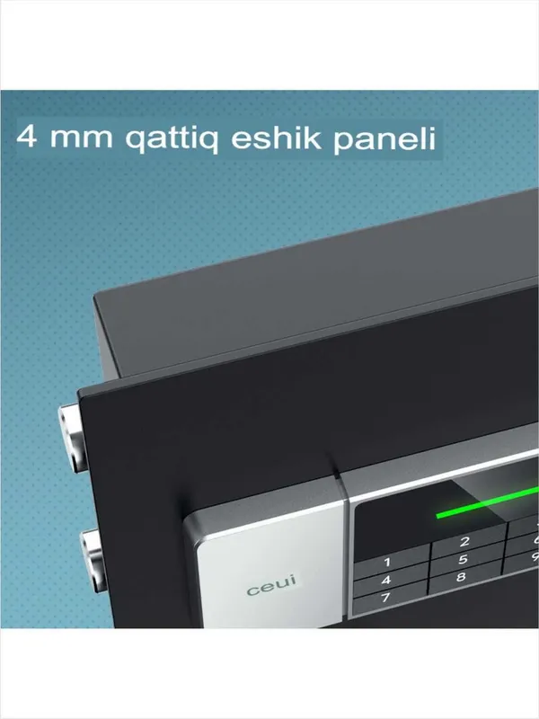 Seyf Deli ET551 450x380x320 elektron qulf + kalit, qora, 22 kg 8 Seyf Deli ET551 450x380x320 elektron qulf + kalit, qora, 22 kg 8