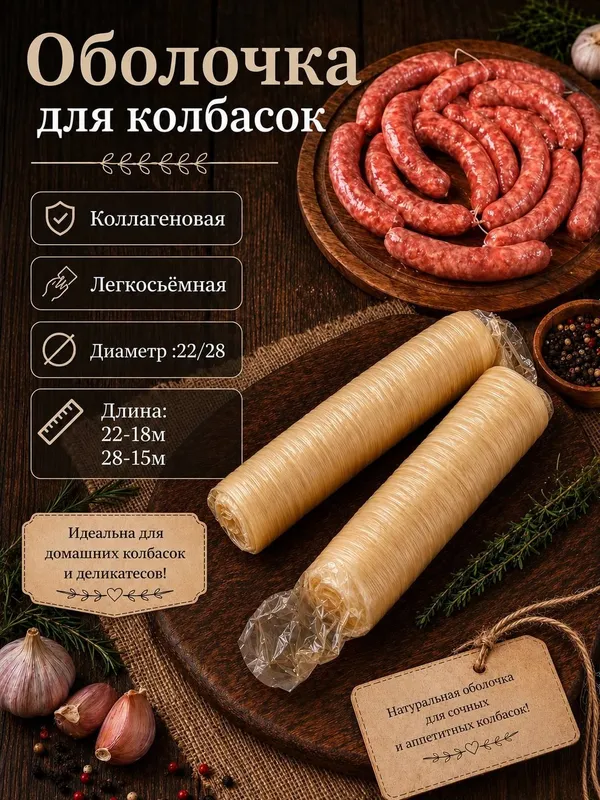 Коллагеновая оболочка для колбасок гриль и барбекю