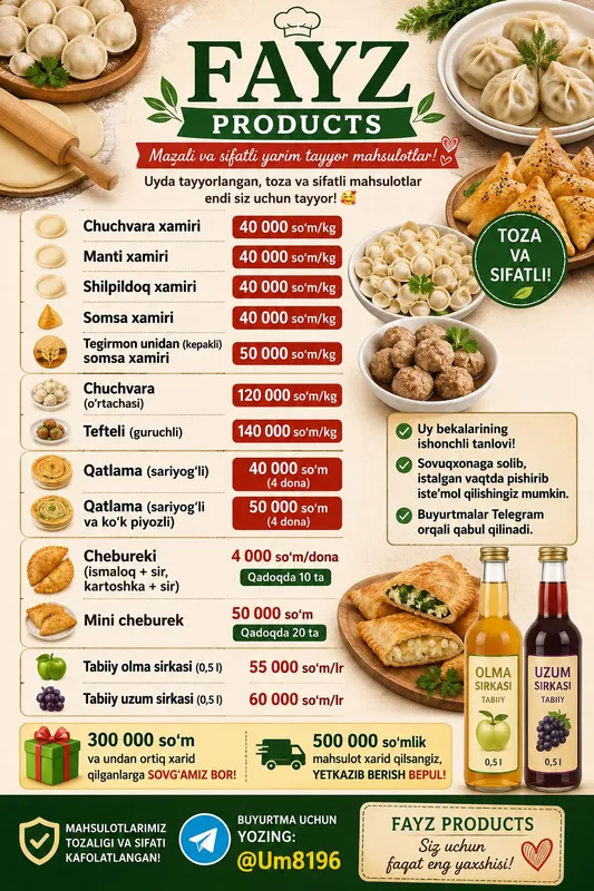 Yarim tayyor va tayyor mahsulotlar