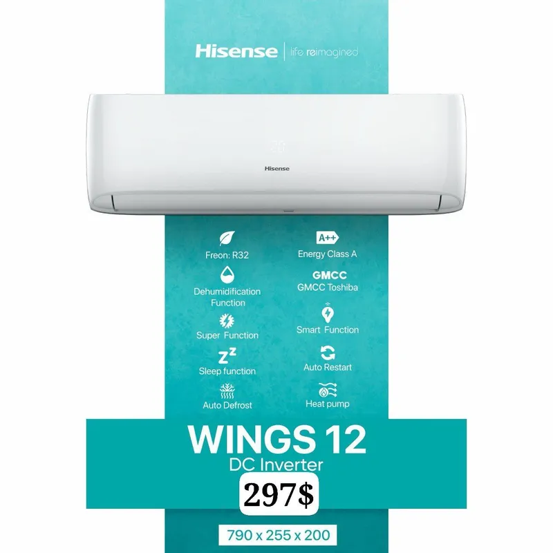 Кондиционер Hisense DCInverter WINGS12 Офи-й Дилер