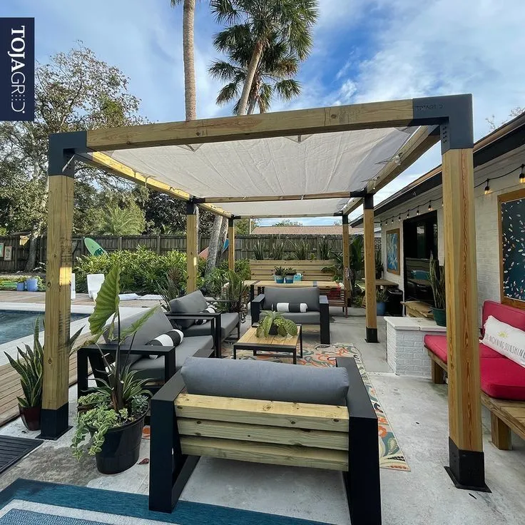 Навесы.Беседки..Пергола. навес разборный из дерево и коннекторов — фото 2