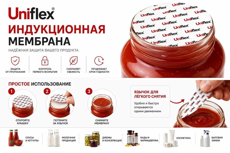 Индукционная мембрана для упаковки | Контроль вскрытия флексопечать 3