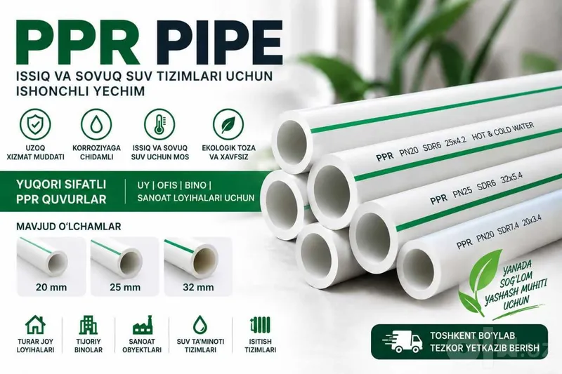 PPR QUvurlar — Issiq va sovuq suv tizimlari uchun ishonchli yechim! 2 PPR QUvurlar — Issiq va sovuq suv tizimlari uchun ishonchli yechim! 2