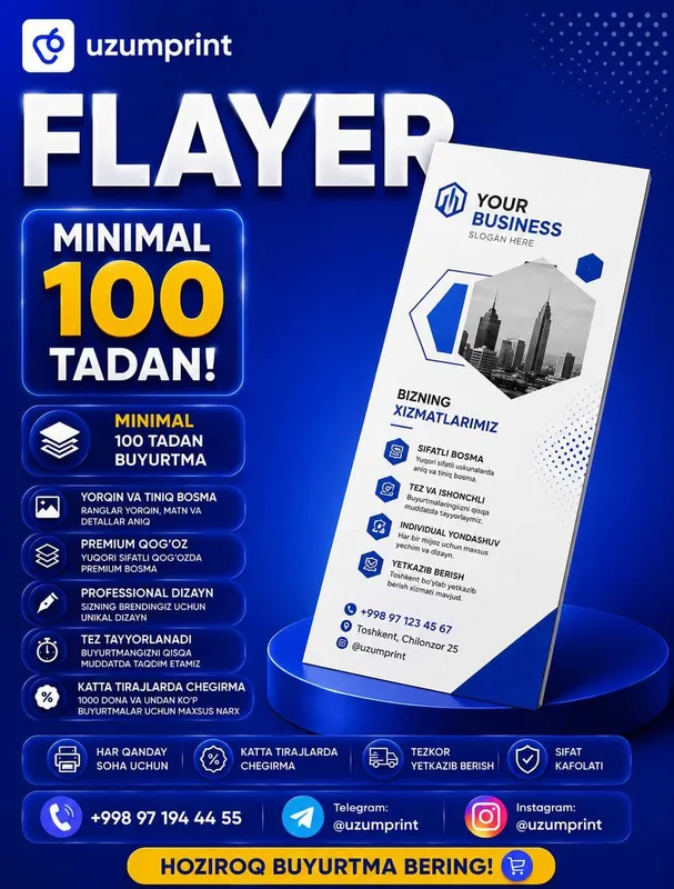 Flayerlar 100tadan boshlab | Флаерлар 100тадан бошлаб Flayerlar 100tadan boshlab | Флаерлар 100тадан бошлаб
