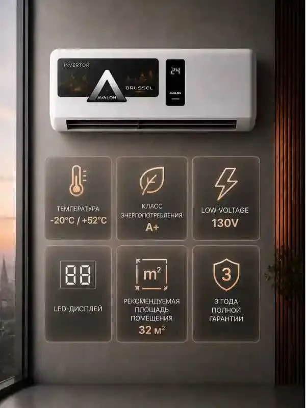 Кондиционер Avalon Brussel 9 Inverter есть on/off 24/7 установка !!!