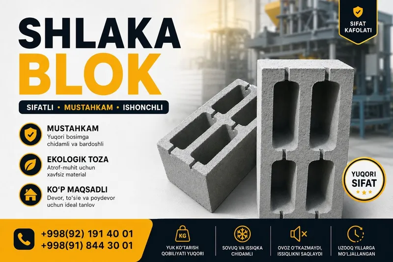 Shlakablok sfat va kafolat