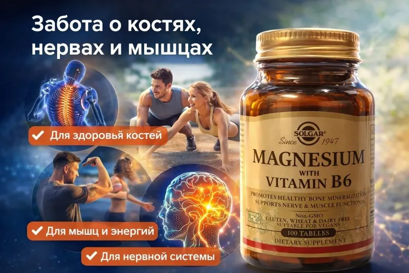 МАГНИЙ Б6 - MAGNESIUM with vitamin B6 от Solgar -ваш надежный помощник