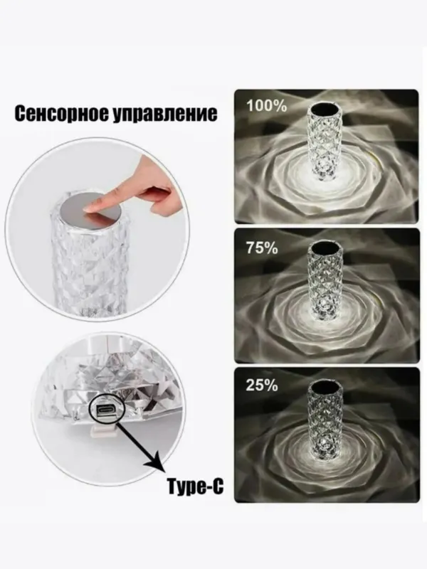 Кристальный LED ночник с пультом, 16 цветов — декоративный светильник для дома и спальни