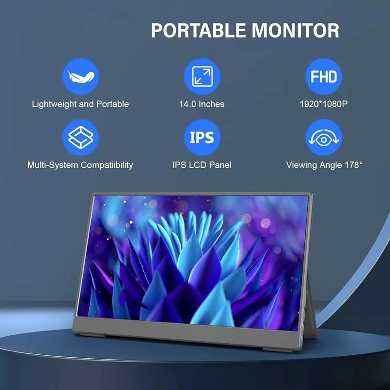 14" IPS FULLHD Портативный монитор для ноутбука ,телефона,приставки — фото 1