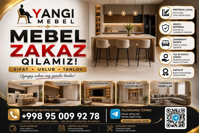 Mebel Zakaz asosida oshxona Yotoqxona Bolalarxonasi mexmonxona uchun Mebel Zakaz asosida oshxona Yotoqxona Bolalarxonasi mexmonxona uchun