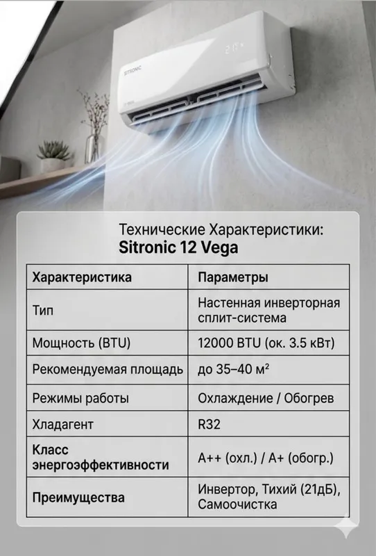 Кондиционео Sitronic 12 Gmcc(Toshiba)/Ten/R32/4-function/35-40kv/m — фото 1 Кондиционео Sitronic 12 Gmcc(Toshiba)/Ten/R32/4-function/35-40kv/m — фото 1