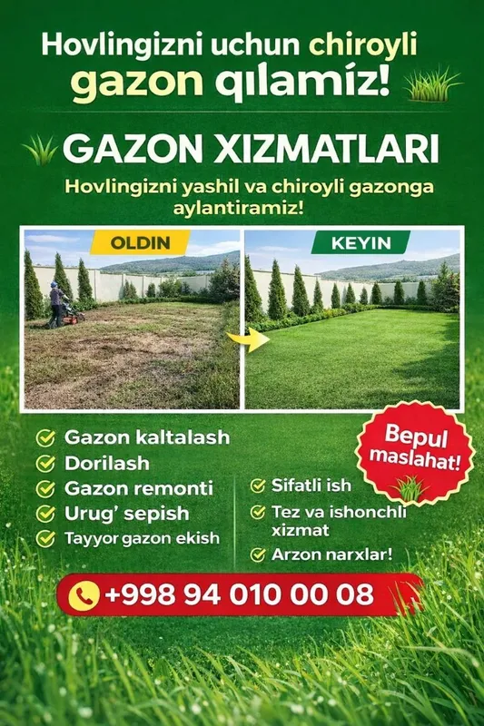 Gazon o'rish,urug' sepish