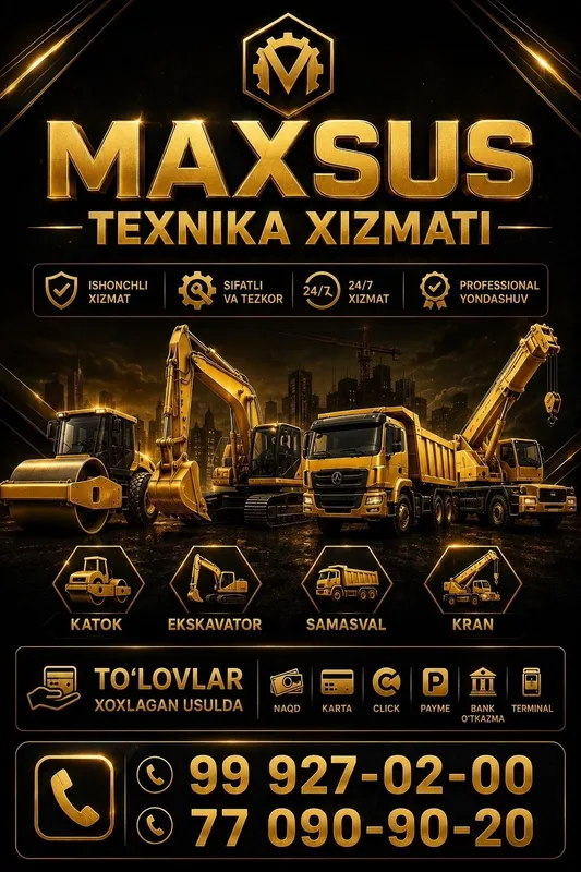 Maxsus texnika xizmati Ekskavatr, katok, samasval, kran, manipulyator, Maxsus texnika xizmati Ekskavatr, katok, samasval, kran, manipulyator,