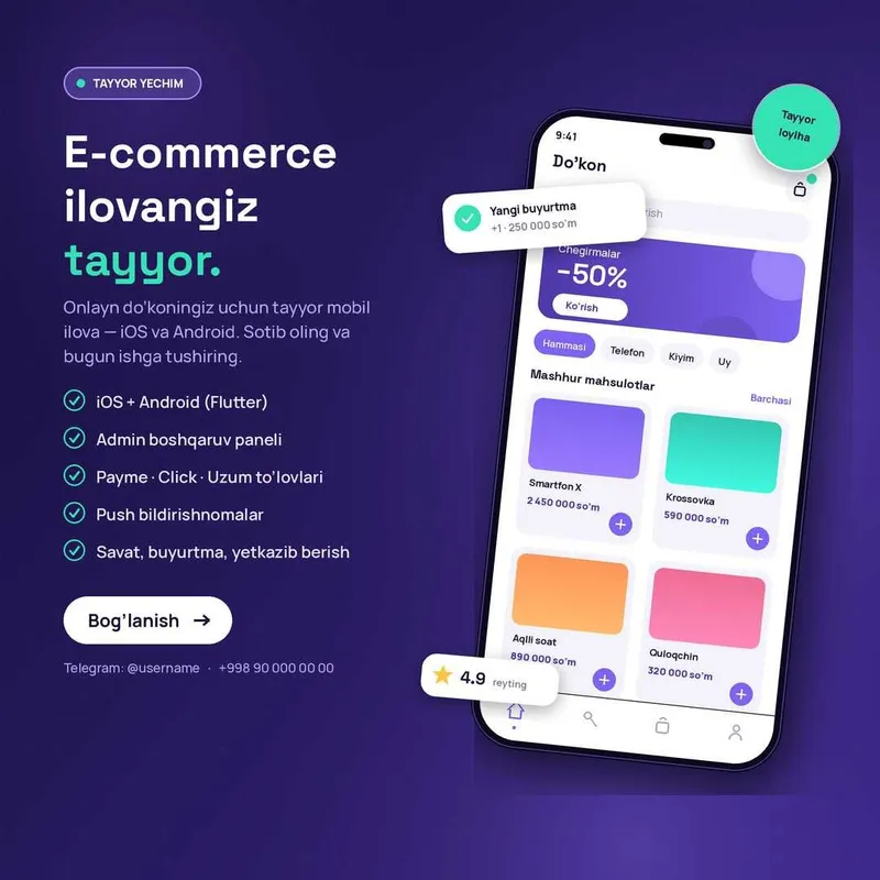 Tayyor E-commerce Platforma Sotiladi Tayyor E-commerce Platforma Sotiladi