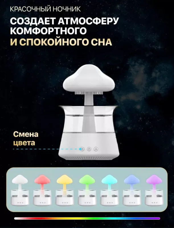 Havo namlagich Qo‘ziqorin 3 tasi 1 da: aromadiffuzor va tungi chiroq 2