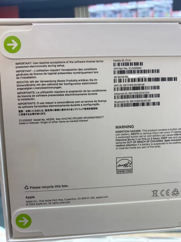 Mac Mini M4Pro/64GB/1TB (14-CPU / 20-GPU) 3 Mac Mini M4Pro/64GB/1TB (14-CPU / 20-GPU) 3