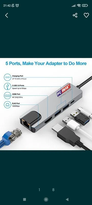 Доставка! New переходник type c hdmi/card reader cd/ , 3 port usb 3.0 — фото 5