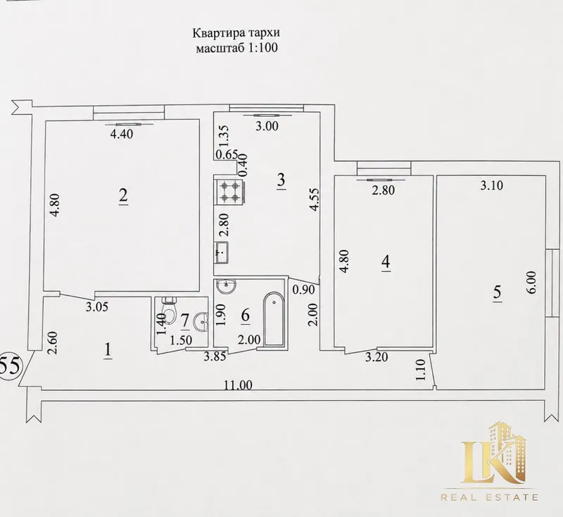 Продаётся 3-комнатная квартира, 92 м², Яшнабадский район (ориентир: Паркентский рынок / Корзинка) 5