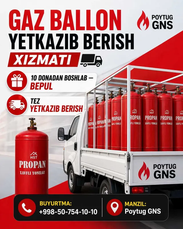 Gaz ballon Toldirish xizmati Andijon
