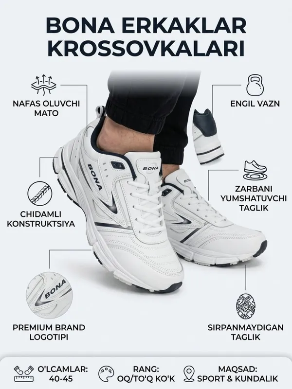 BONA krossovkasi (kuz, qishki mavsum uchun) 1 BONA krossovkasi (kuz, qishki mavsum uchun) 1