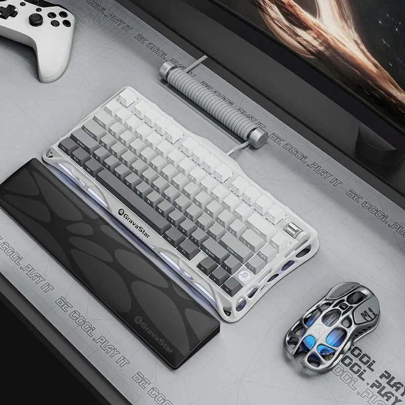 Клавиатура игровая Gravastar Mercury K1 Gradient White, механическая, Kailh Cherry Pink, RGB, 80 key — фото 7